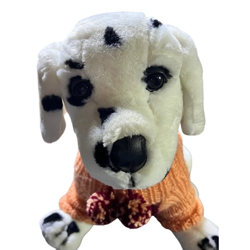 Vintage‎ Fine Toy Dalmatian Plush Dog Stuffed Animal Sweater Outfit Decor Cute